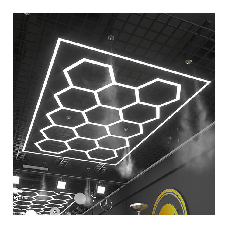 Hexagon Car Workshop LED Ceiling Light Honeycomb Detailing Chandelier Garage White Emitting AC Power Supply Lamp