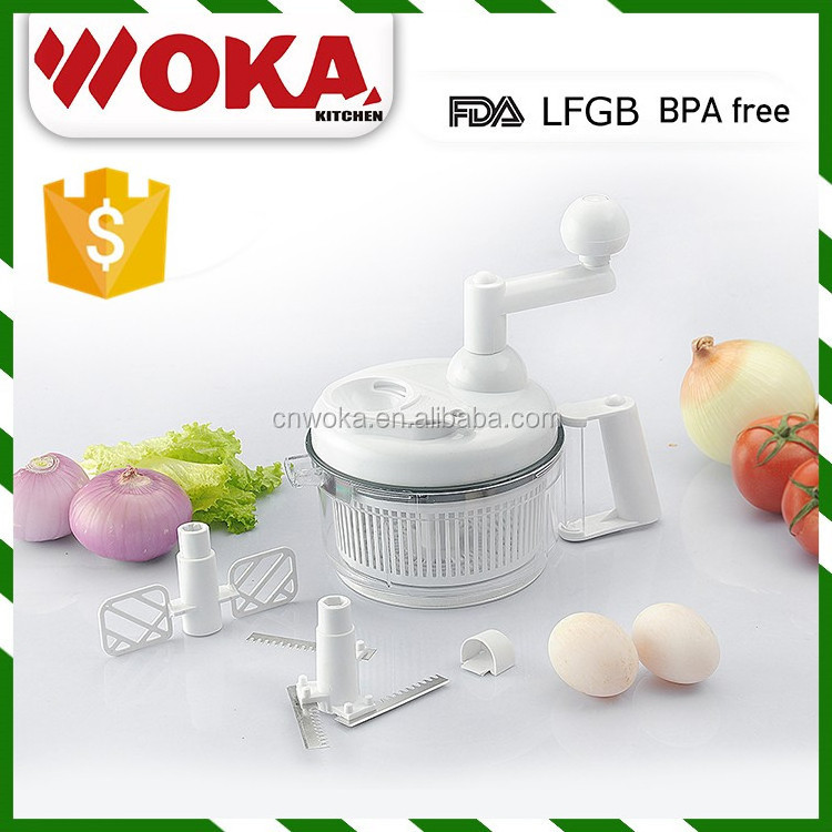 Manual Food Processor, Salad Spinner Chopper and Turning Slicer