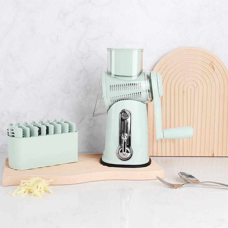 Multi purpose manual food vegetable grater slicer potato cheese grater with handle kitchen rotary tabletop drum grater