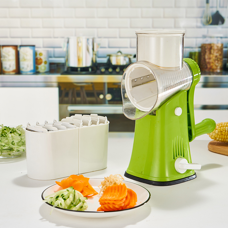 Mandoline Vegetable Chopper Slicer Multi-function Speedy Rotary Round Drum Cheese Grater With 5 Stainless Steel Rotary Blades