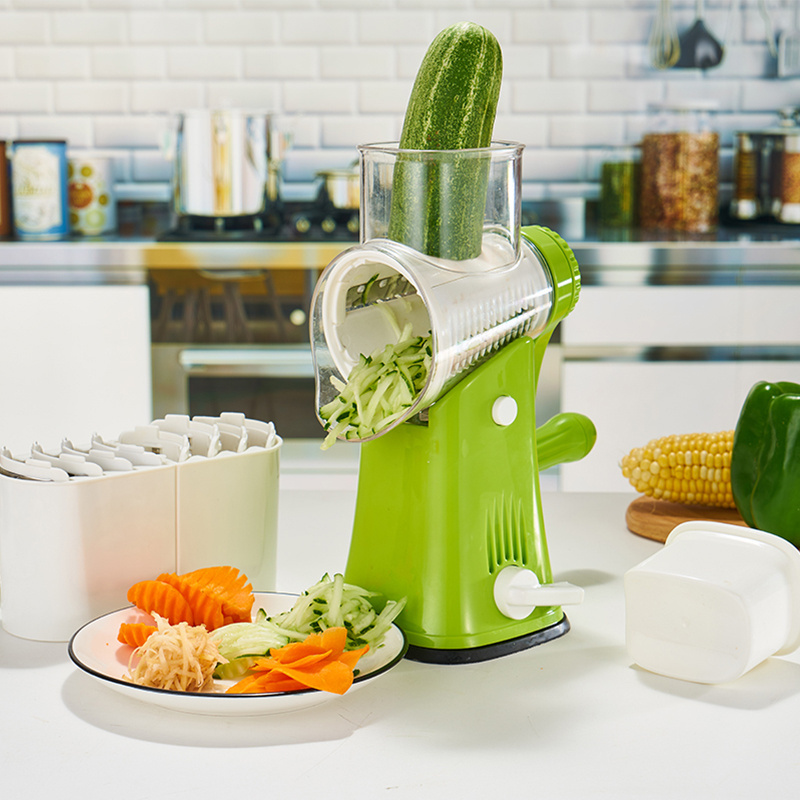 Mandoline Vegetable Chopper Slicer Multi-function Speedy Rotary Round Drum Cheese Grater With 5 Stainless Steel Rotary Blades