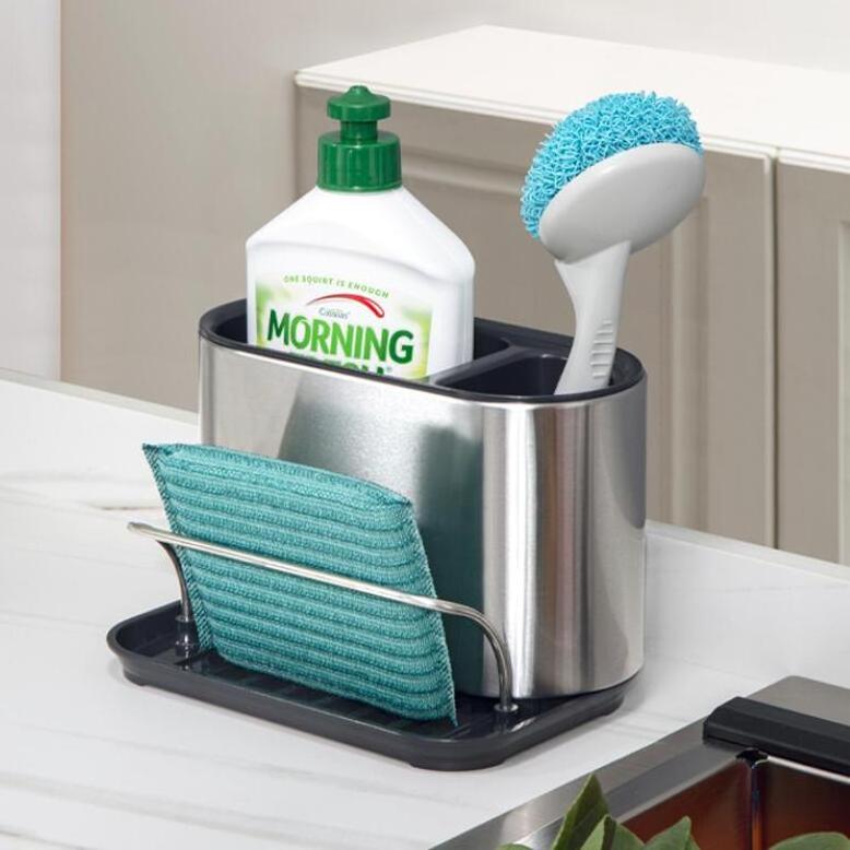 Stainless Steel Kitchen Sink Organizer Brush Sponge Holder Kitchen Sink Caddy