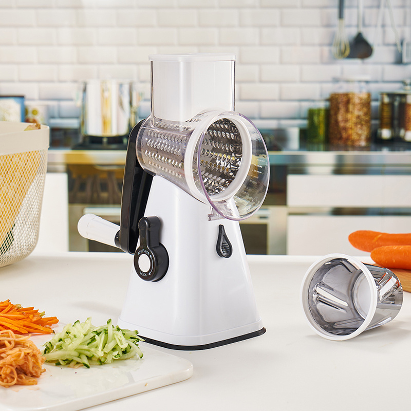 Multifunctional Table Top Drum Cutter Round Mandoline Slicer Manual Cabbage Kitchen Knife Stainless Steel Rotary Grater