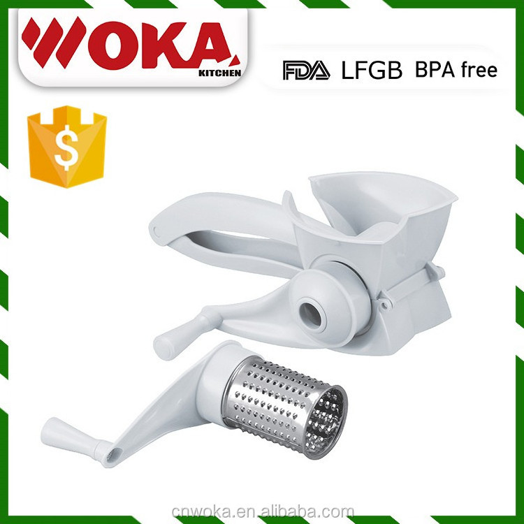 Professional 3 Drum Blade Rotary Cheese Grater, Manual Cheese Slicer, Rotary Cheese Shredder