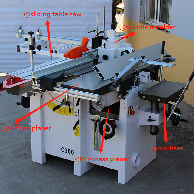 5 in 1 or 3 in 1 combination wood working machine C300 300C combined woodworking machine