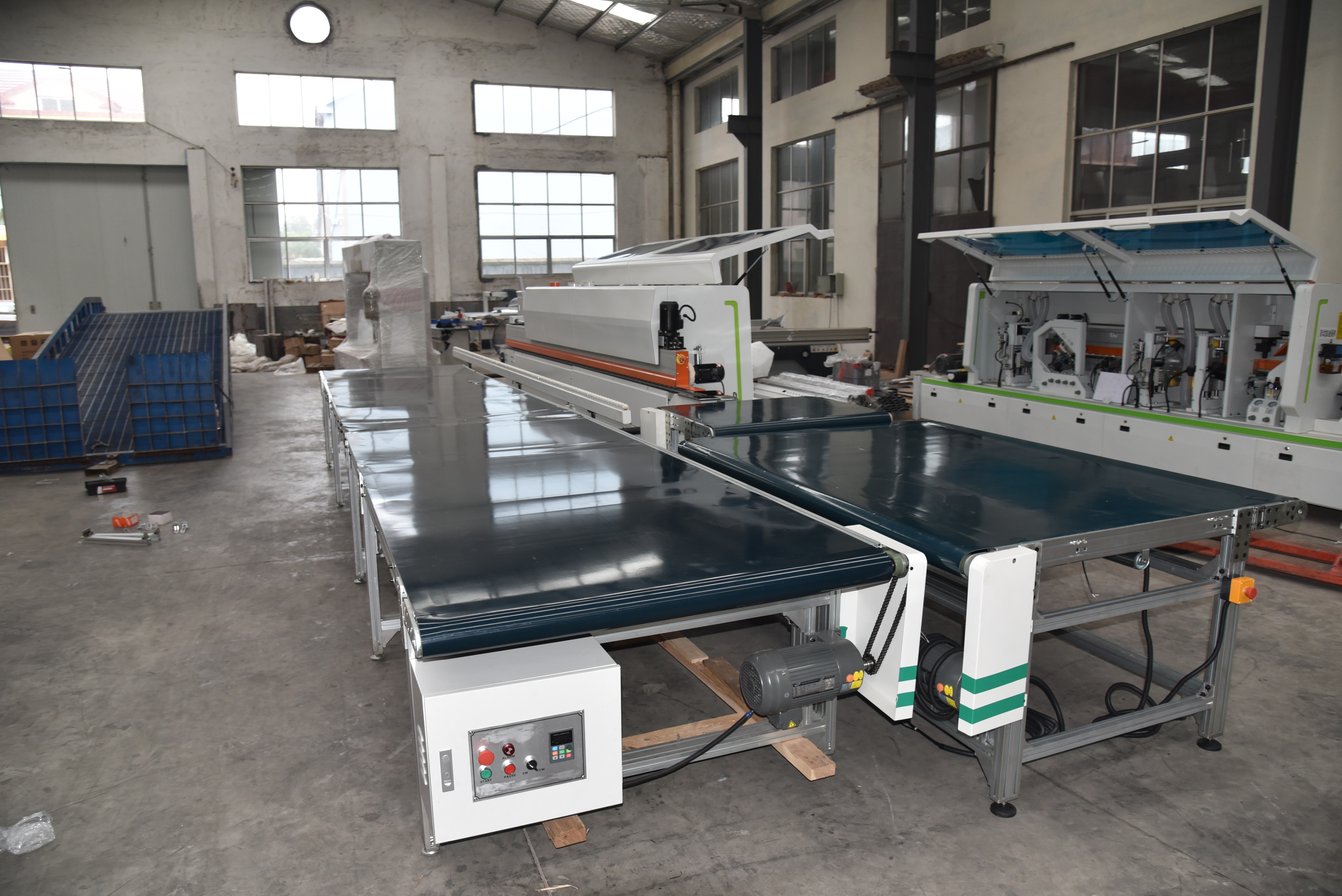 automatic rubber belt electric power high quality MDF panel woodworking edge banding machine return conveyor