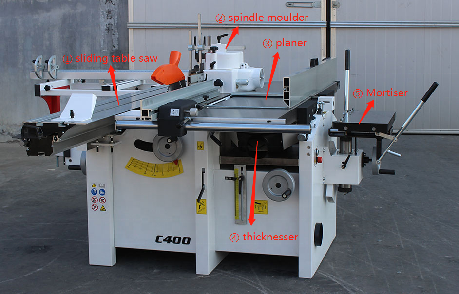 5 in 1 or 3 in 1 combination wood working machine C300 300C combined woodworking machine