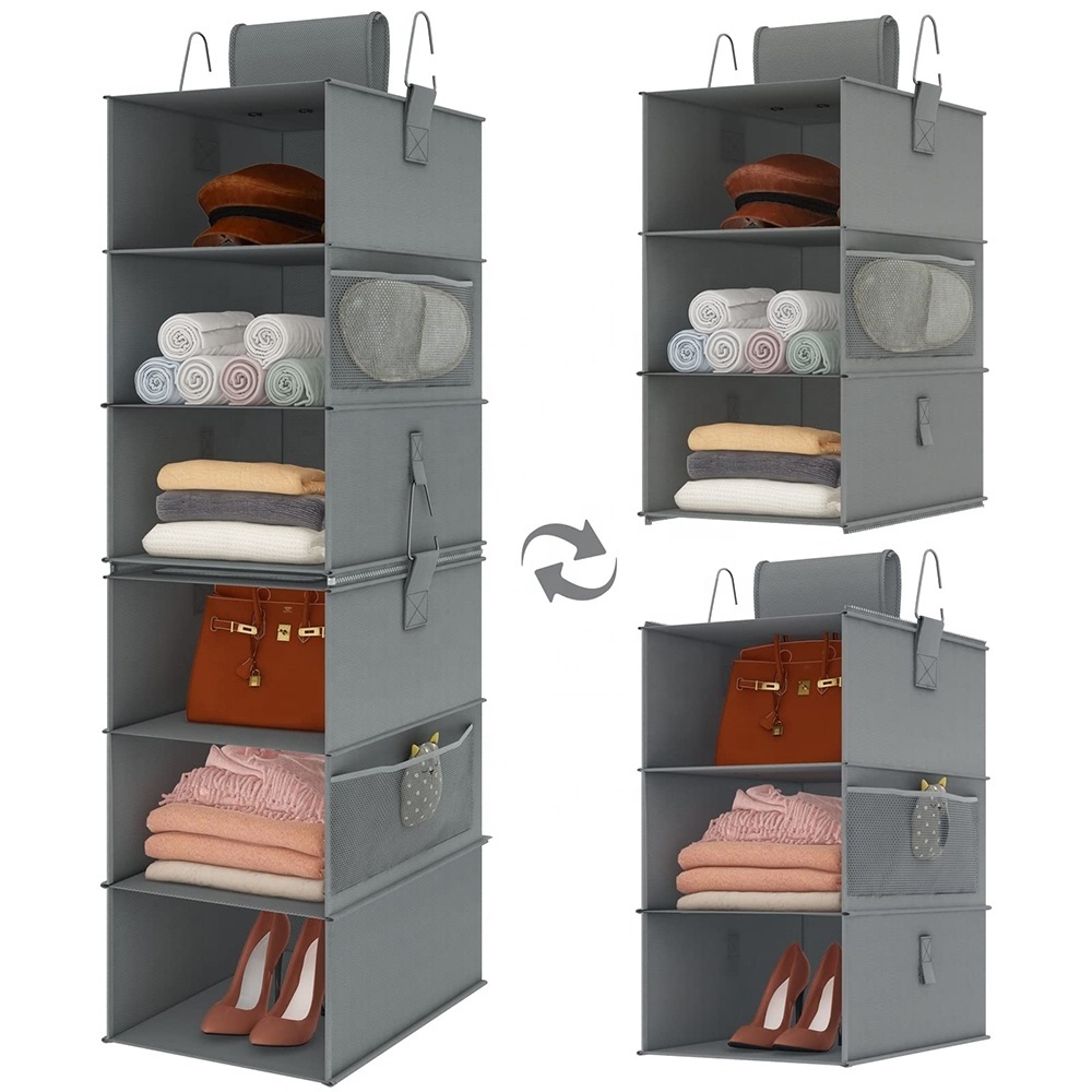 6-Shelf Hanging Closet Organizer Collapsible bedroom closet storage wardrobe Organizer