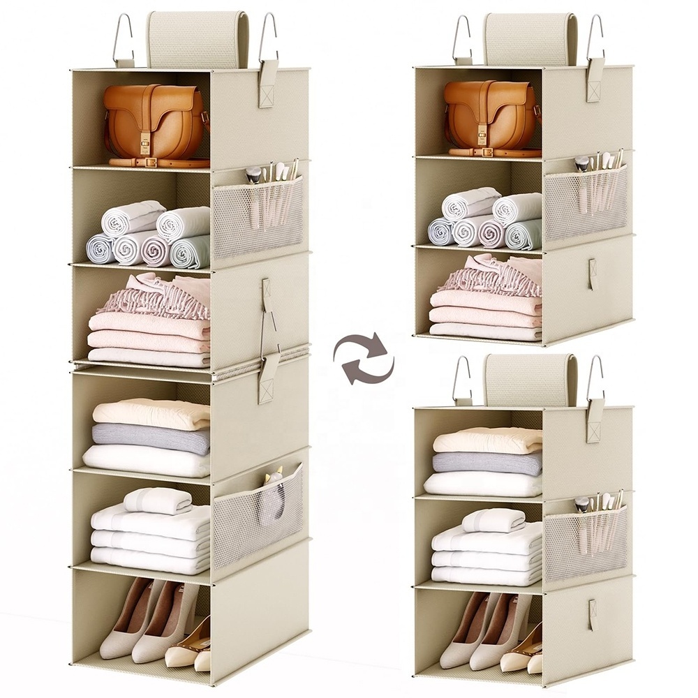 6-Shelf Hanging Closet Organizer Collapsible bedroom closet storage wardrobe Organizer