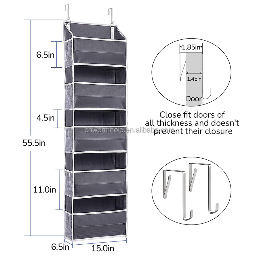 Room Organizer Bags Over Door Organizer Hanging Storage Organizer with 5 Large Pockets 10 Mesh Side Pockets