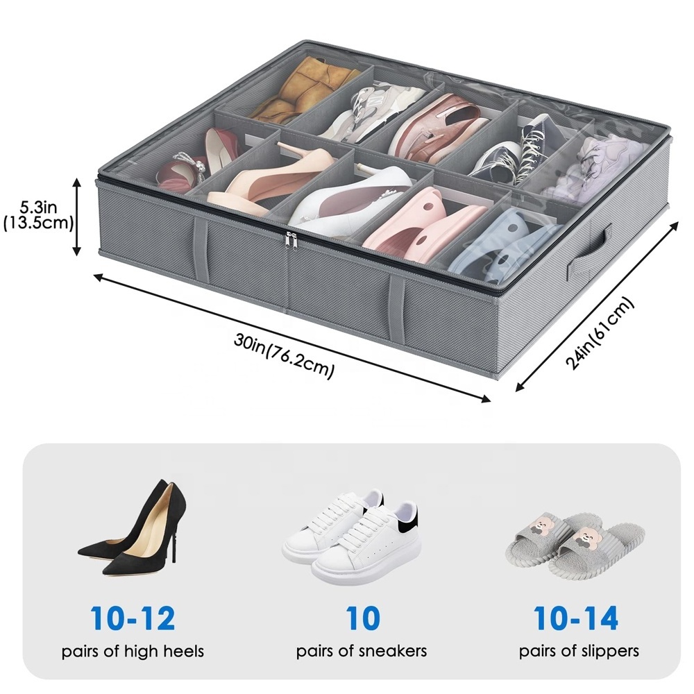 Fits 30 Pairs Under Clear Window Bed Shoe rack Storage Organizer Sturdy Shoe Boxe Storage