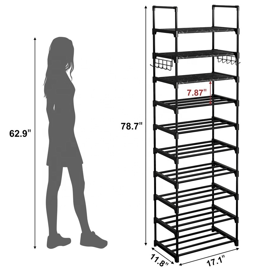 10-Tiers Tall Shoe Organizer Shoe Storage Large Capacity Shoe Rack for Entryway Bedroom Hallway