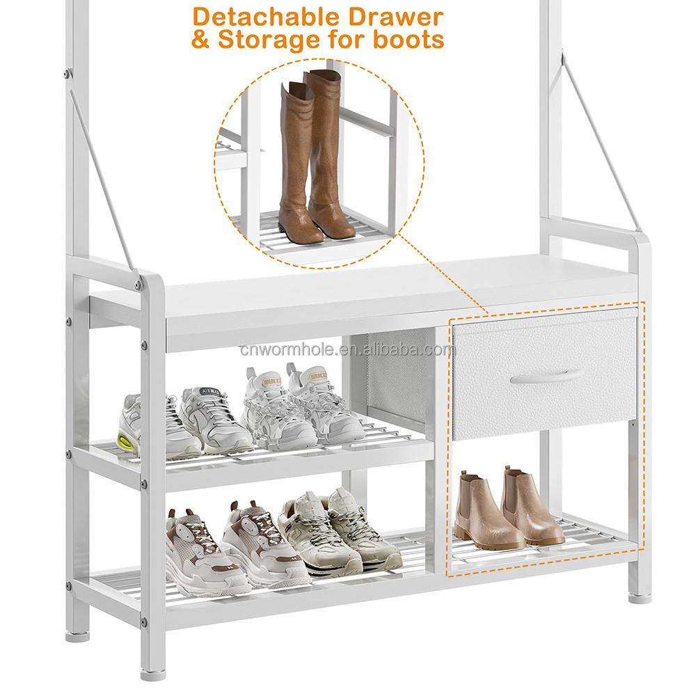 OEM OEM 3-In-1 Hall Tree Coat Rack Entryway Coat Rack Shoe Bench with 9 Movable Hooks with Shoe Storage Bench