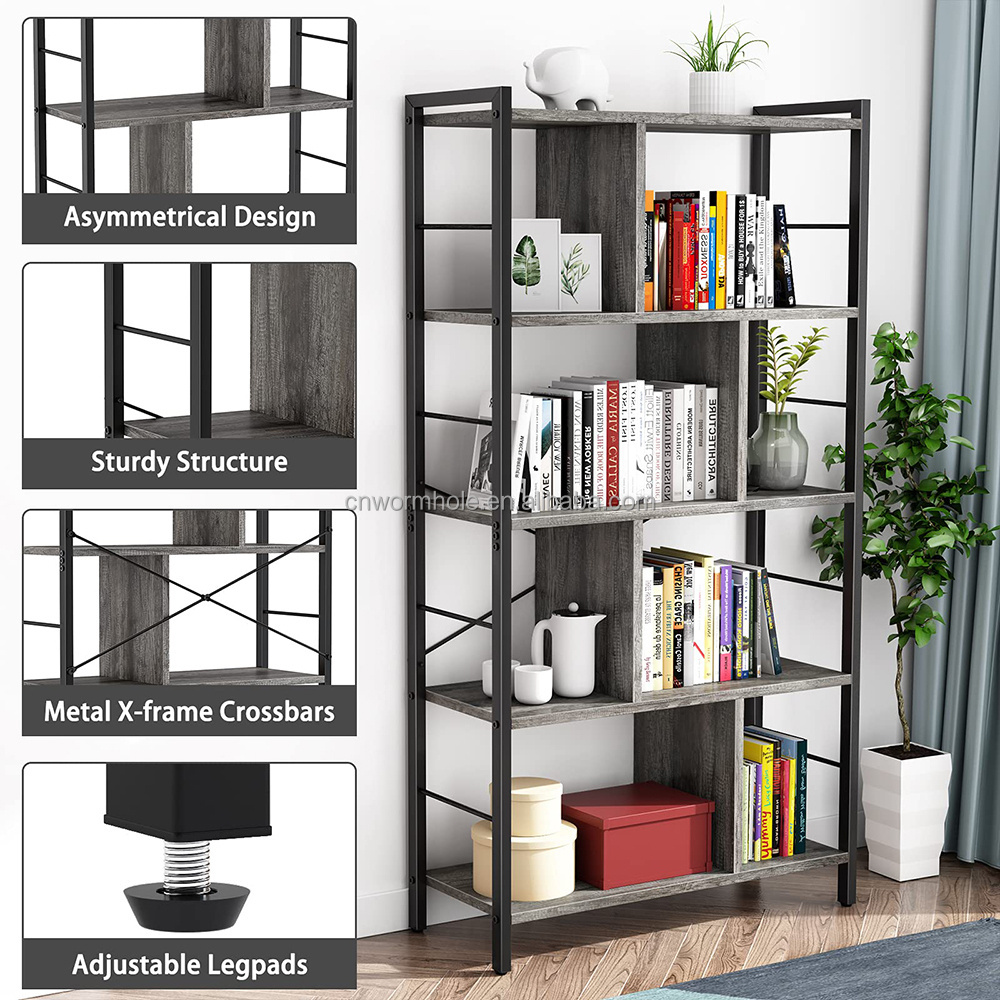 OEM.ODM 74 Inch Tall Bookshelf 6 Tier Bookcase with Drawers Modern Book storage racks Shelf Standing Shelf Units with Storage