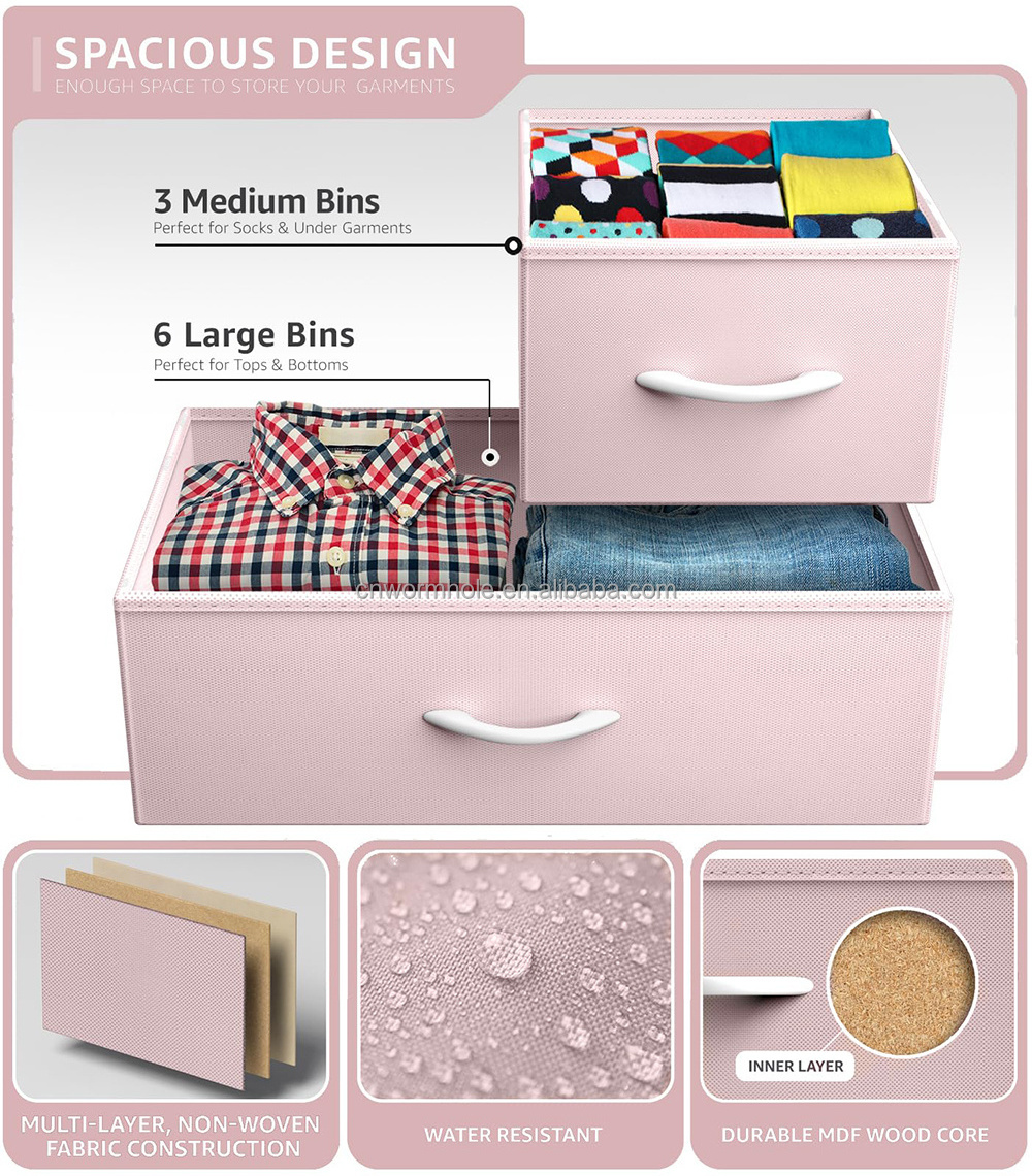 OEM.ODM fabric storage tower 9 drawers dresser Furniture Storage Chest Tower Unit for Bedroom