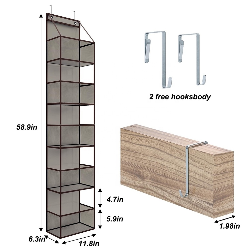 5-Shelf Large Capacity for Closet Over The Door Room Hanging Pantry Organizer with Clear Plastic Pockets