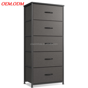 Tall Kids Bedroom Fabric Dresser 5 Drawer Storage Tower Organizer Unit Dresser furniture for Hallway Entryway Closets