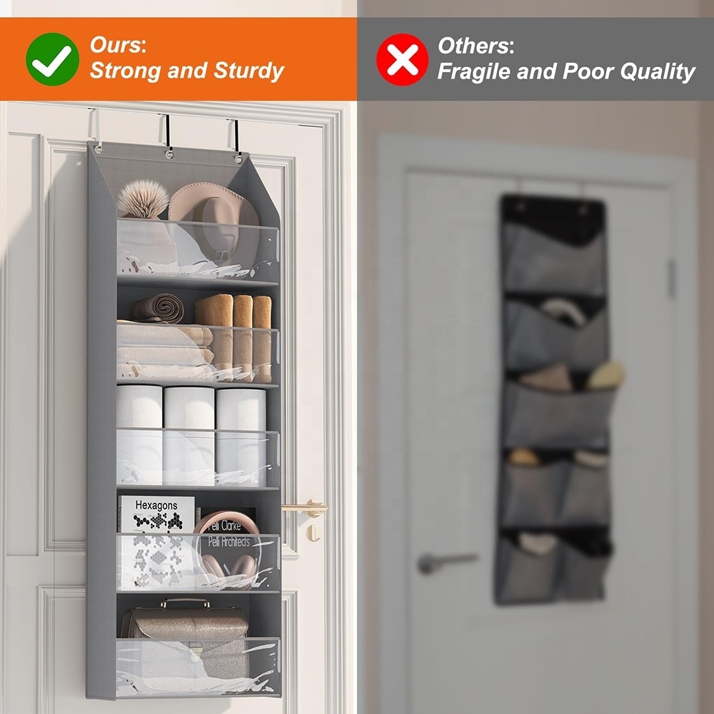 Over The Door Hat Racks for Baseball Caps, Clear Deep Pockets Hat Organizer for Closet