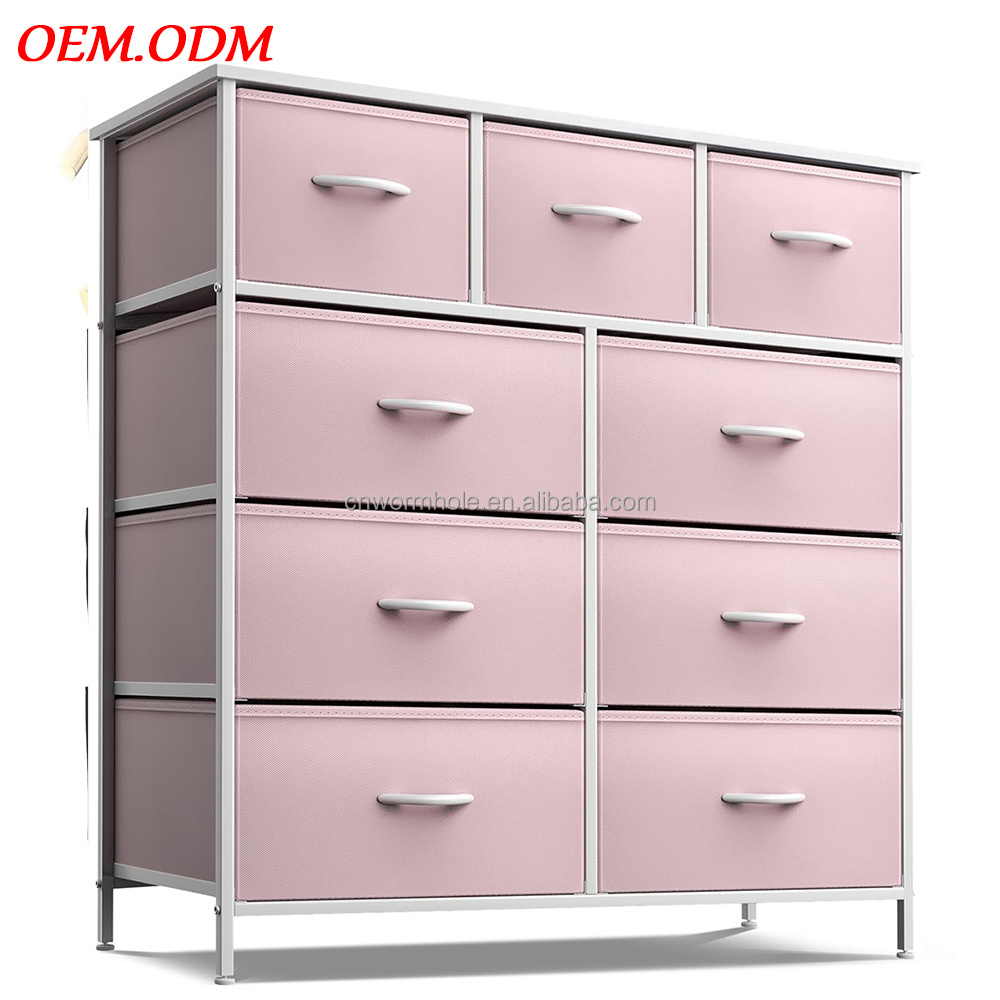 OEM.ODM fabric storage tower 9 drawers dresser Furniture Storage Chest Tower Unit for Bedroom