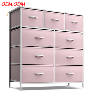 OEM.ODM fabric storage tower 9 drawers dresser Furniture Storage Chest Tower Unit for Bedroom