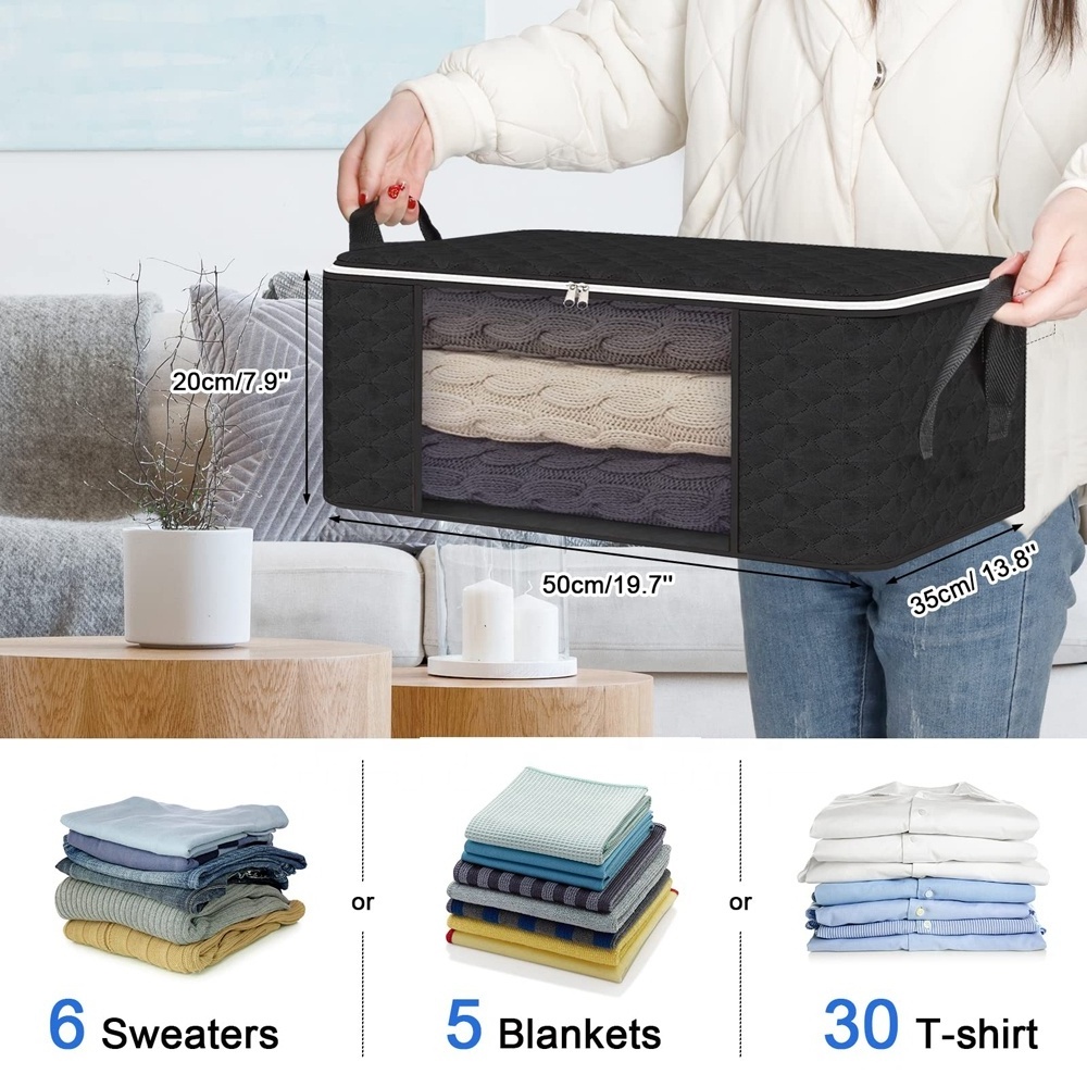 Hotselling 36L foldable storage bag clothes blanket,clothes quilt storage bag with Clear Window Sturdy Zipper Reinforced Handle