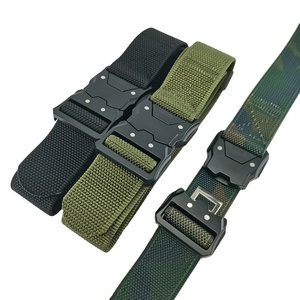 High quality nylon belt with Automatic Metal Buckle Men's Black Tactical Utility nylon webbing belt