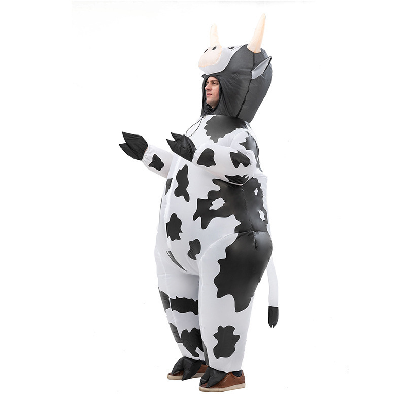 Funny Halloween Fancy Dress Party Mascot Costume Lovely Adult Carnival Cosplay Blow up Suit Polyester Inflatable Cow Costume