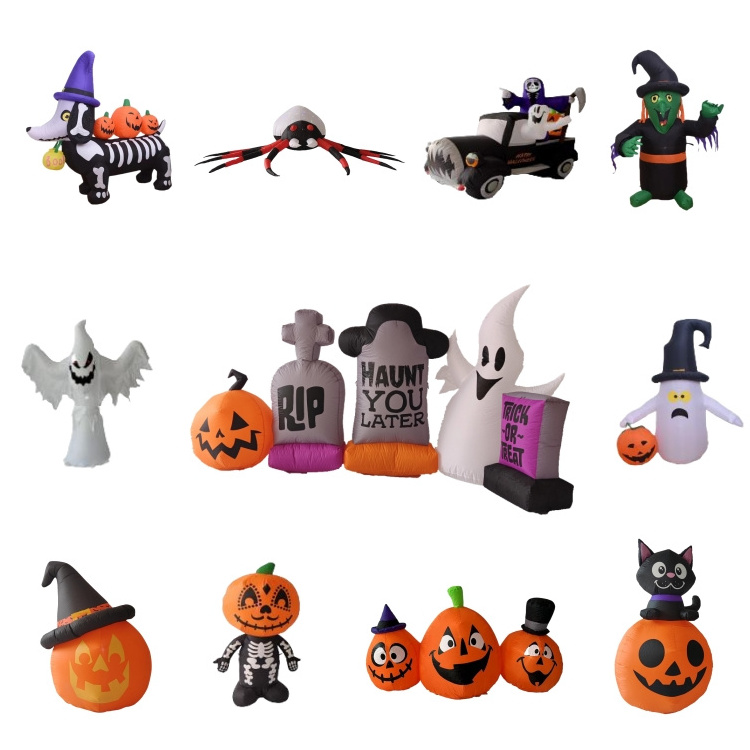 Halloween Inflatable Pumpkin Tombstone Elves Indoor Outdoor Halloween Train Decoration Inflatable Yard Decoration