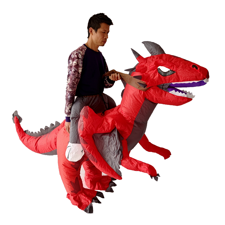 Durable Christmas Halloween Inflatable Costume Party Air Blow-up Costume Adult T-rex Dinosaur Red Dragon Inflatable Suit