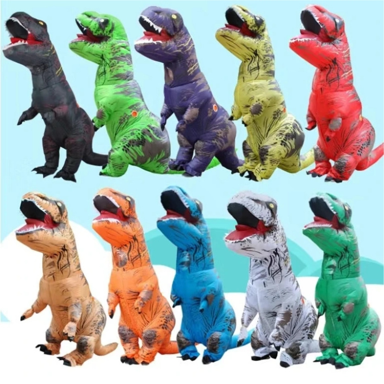 IN Stock Halloween Jurassic Theme Adult inflatable Big Size Blow Up Suit Inflate T-REX Dinosaur Costume For Men