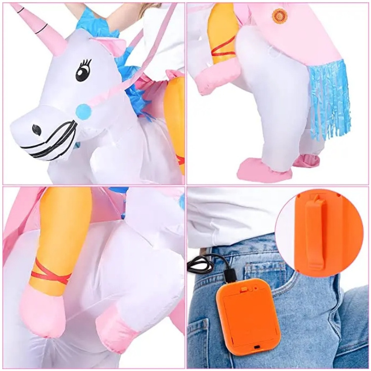 Unicorn Party Jumpsuit Halloween Adult Costume Inflatable Unicorn Ride On Outfit Christmas Blow Up Suit Inflatable Costume