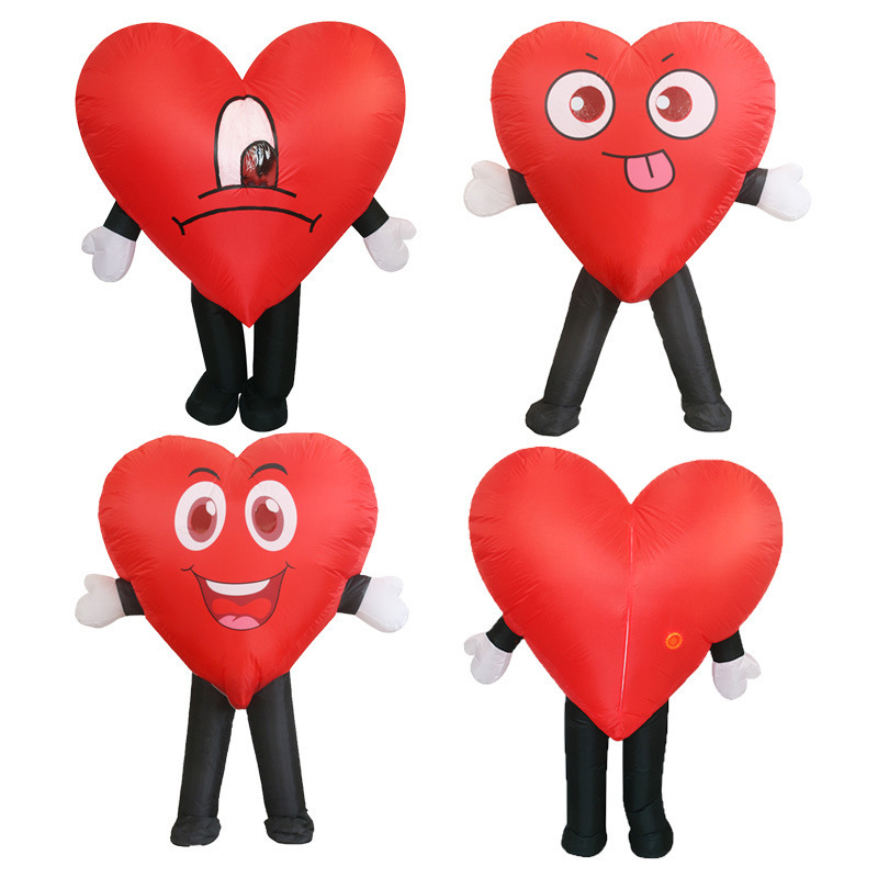 Inflatable Red Love Heart Costume Mascot Costume Adult Air Blow Up Suit Valentines Christmas Party Cosplay Inflatable Costume