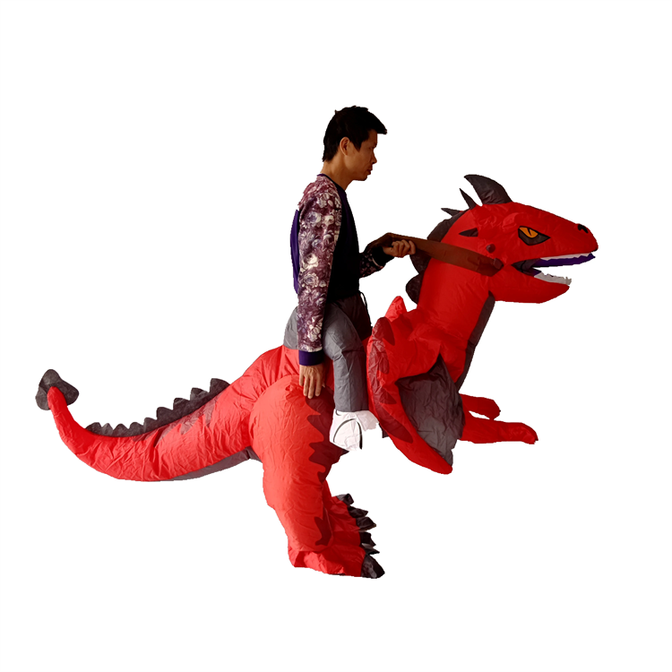 Durable Christmas Halloween Inflatable Costume Party Air Blow-up Costume Adult T-rex Dinosaur Red Dragon Inflatable Suit