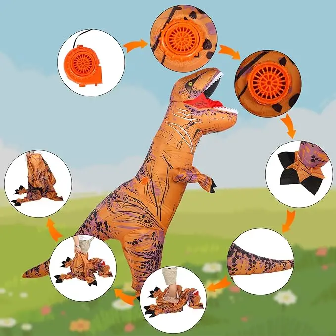 Halloween Disfraz De Dinosaurio Inflable T-rex Mascot Dino Costume Trex Blow up Suit Inflatable T Rex Dinosaur Costume for Adult