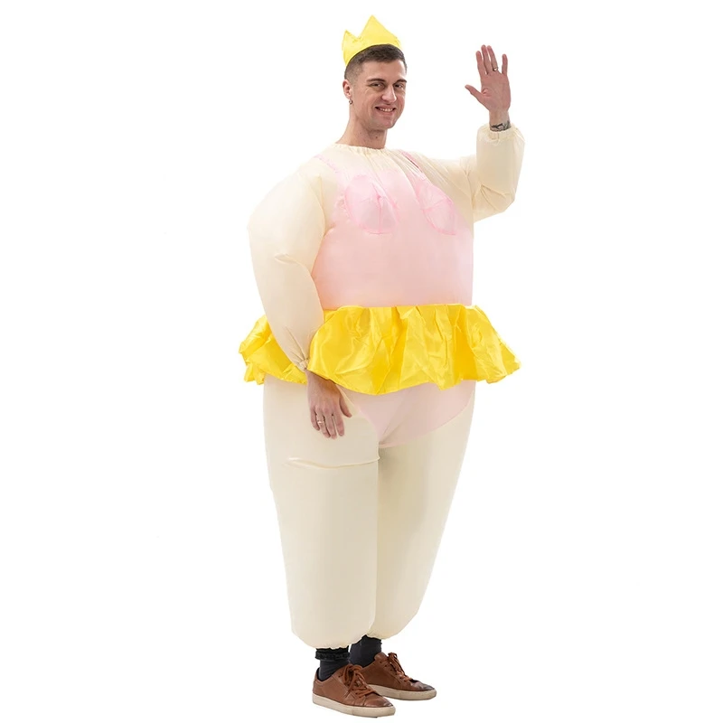 Customized Carton Polyester Unisex Mascot Costume Wholesale Funny Fat Inflatable Ballerina Costume for Adult Inflatable Suit