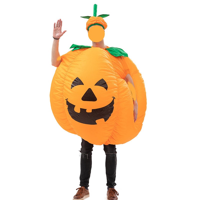 New Cosplay Holiday Full Body Blow Up Halloween Pumpkin Suit Halloween Costume Funny Inflatable Pumpkin Costume for Adult