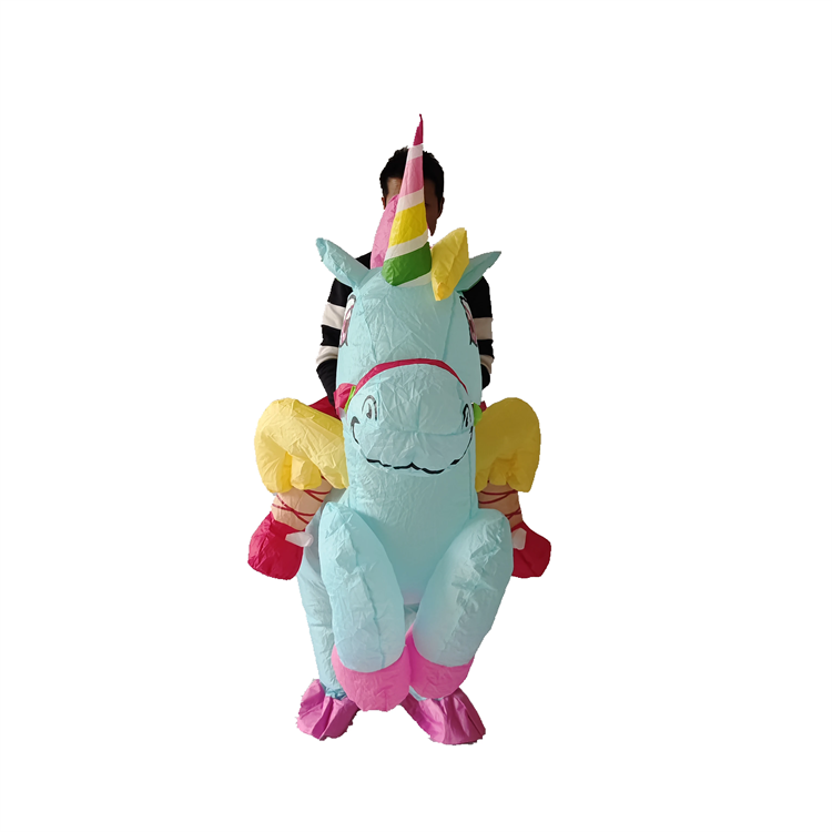 Inflatable Sky Blue Unicorn Costume Adult Onesie Party Halloween Cosplay Blow Up Animal Costume Customized Inflatable Suit