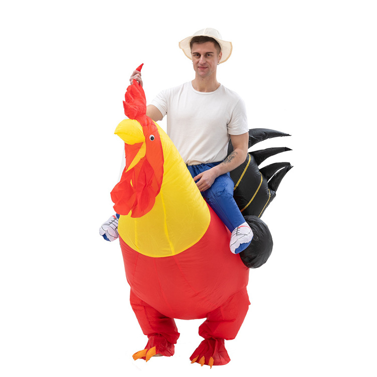 New Product Halloween Easter Christmas Inflatable Suit Fan Air Blower Cosplay Blow Up Red Cock Rooster Suit Inflatable Costumes