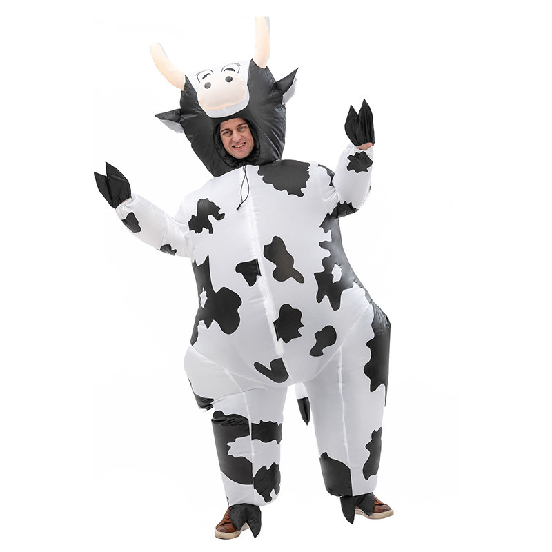 Funny Halloween Fancy Dress Party Mascot Costume Lovely Adult Carnival Cosplay Blow up Suit Polyester Inflatable Cow Costume