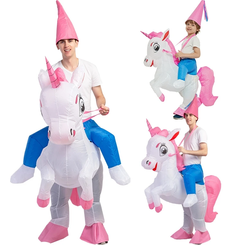 Unicorn Party Jumpsuit Halloween Adult Costume Inflatable Unicorn Ride On Outfit Christmas Blow Up Suit Inflatable Costume