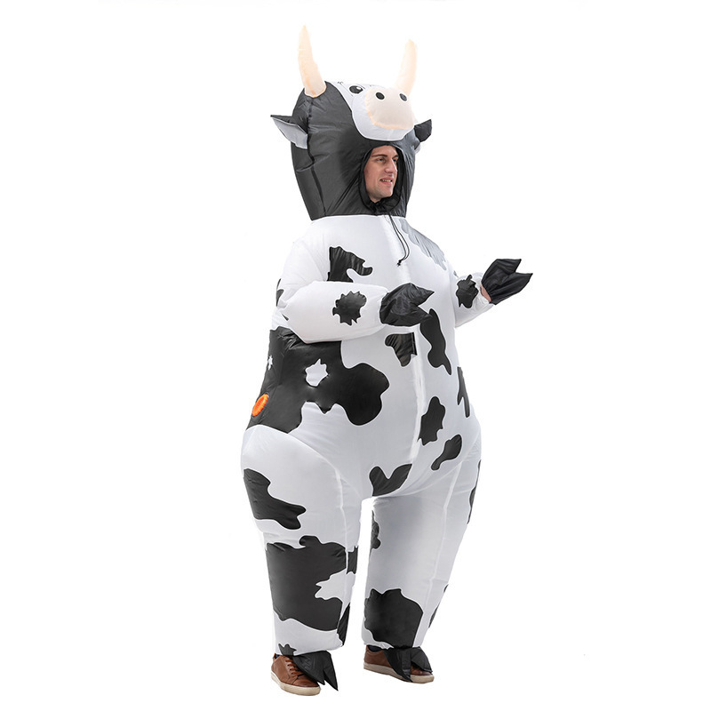 Funny Halloween Fancy Dress Party Mascot Costume Lovely Adult Carnival Cosplay Blow up Suit Polyester Inflatable Cow Costume