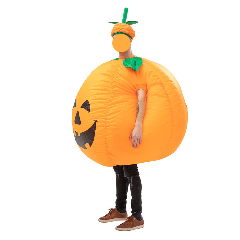 New Cosplay Holiday Full Body Blow Up Halloween Pumpkin Suit Halloween Costume Funny Inflatable Pumpkin Costume for Adult