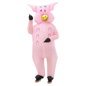 Adult Cosplay Animal Suit Mascot Costume Halloween Inflatable Suit Fat Cute Pink Pig Fancy Dress Inflatable Costume for Party