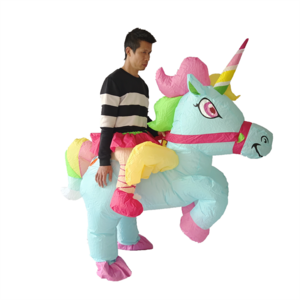 Inflatable Sky Blue Unicorn Costume Adult Onesie Party Halloween Cosplay Blow Up Animal Costume Customized Inflatable Suit