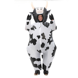 Funny Halloween Fancy Dress Party Mascot Costume Lovely Adult Carnival Cosplay Blow up Suit Polyester Inflatable Cow Costume