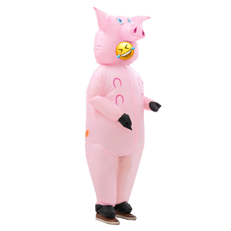 Adult Cosplay Animal Suit Mascot Costume Halloween Inflatable Suit Fat Cute Pink Pig Fancy Dress Inflatable Costume for Party