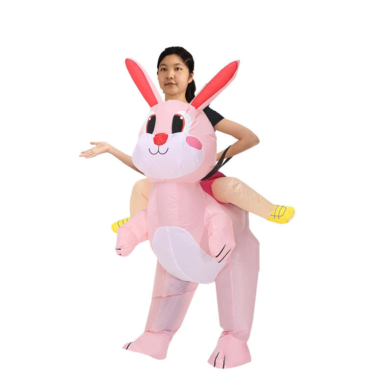 Custom Festive Mascot Costume Pink Bunny Inflatable Costumes Blow Up Full Body Costume Easter Adult Rabbit Inflatable Suit