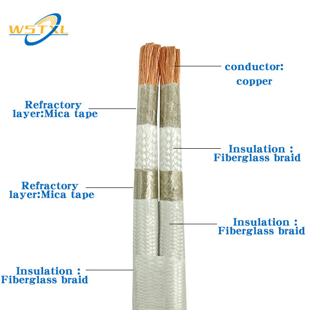 2 * 25mm melt-blown cloth equipment power cord high temperature refractory mica woven double parallel electric heating wire