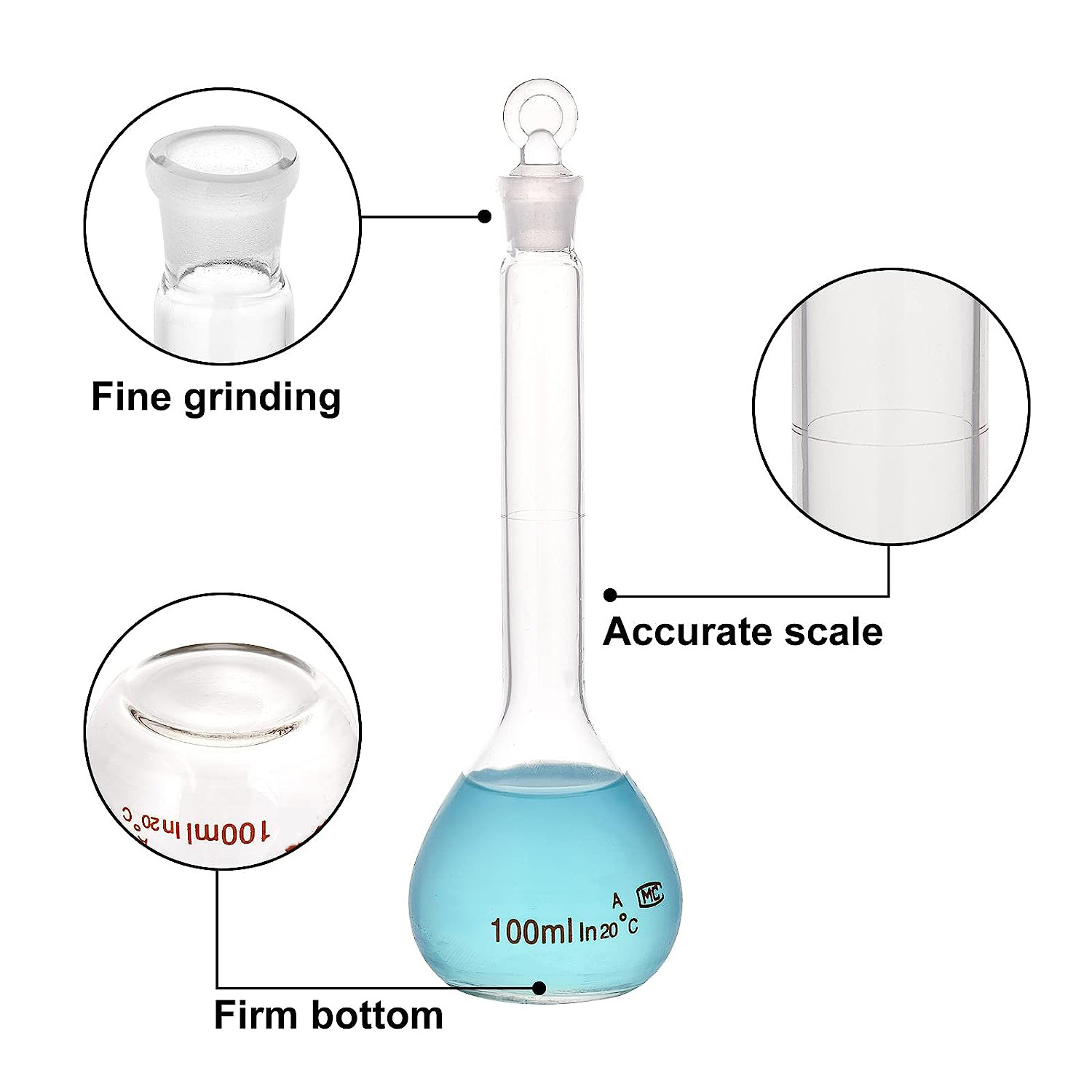 150 ML Volumetric Flask For Chemical Laboratory Glassware