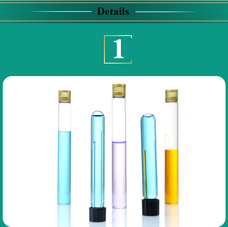 Food grade customized borosilicate 3.3 glass test tube with screw cap bakelite wooden Aluminum